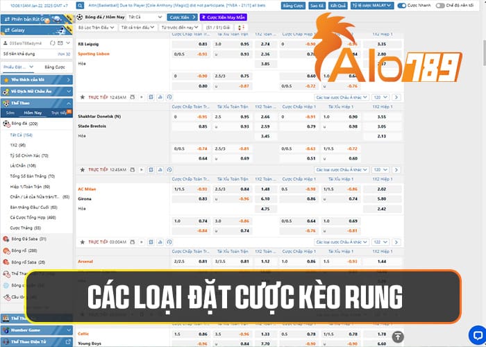 Các loại kèo rung tại Thể Thao ALO789