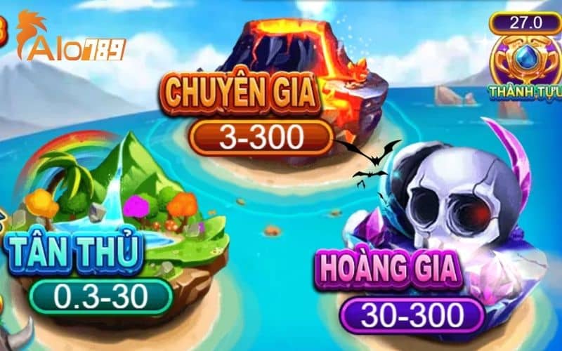 Có ba phòng chơi trong game bắn cá Thợ Săn Khủng Long